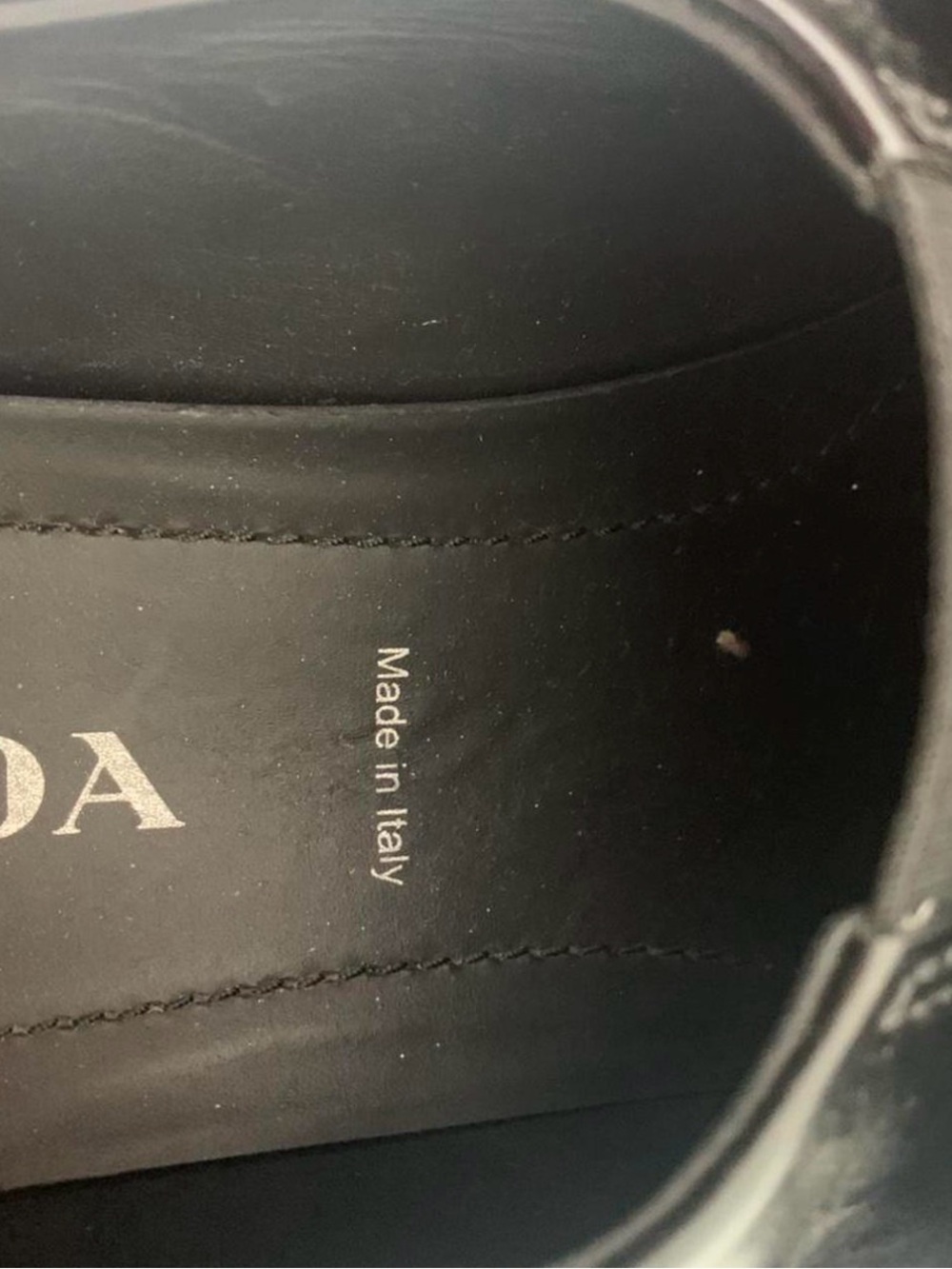 Prada Black Leather Lug-Sole Slip-On Loafers with Logo Plaque - Picture 3 of 4